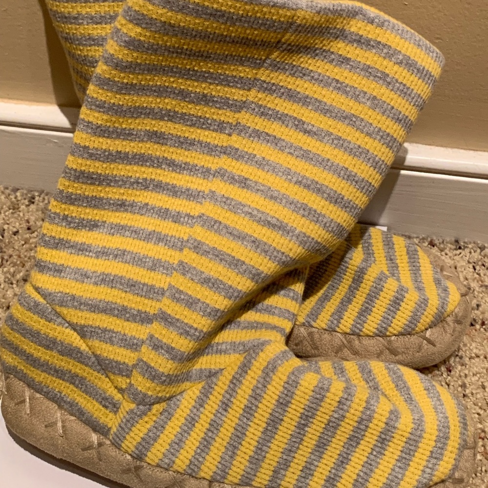 ‼️Final ❤️Yellow and grey striped slipper boots
